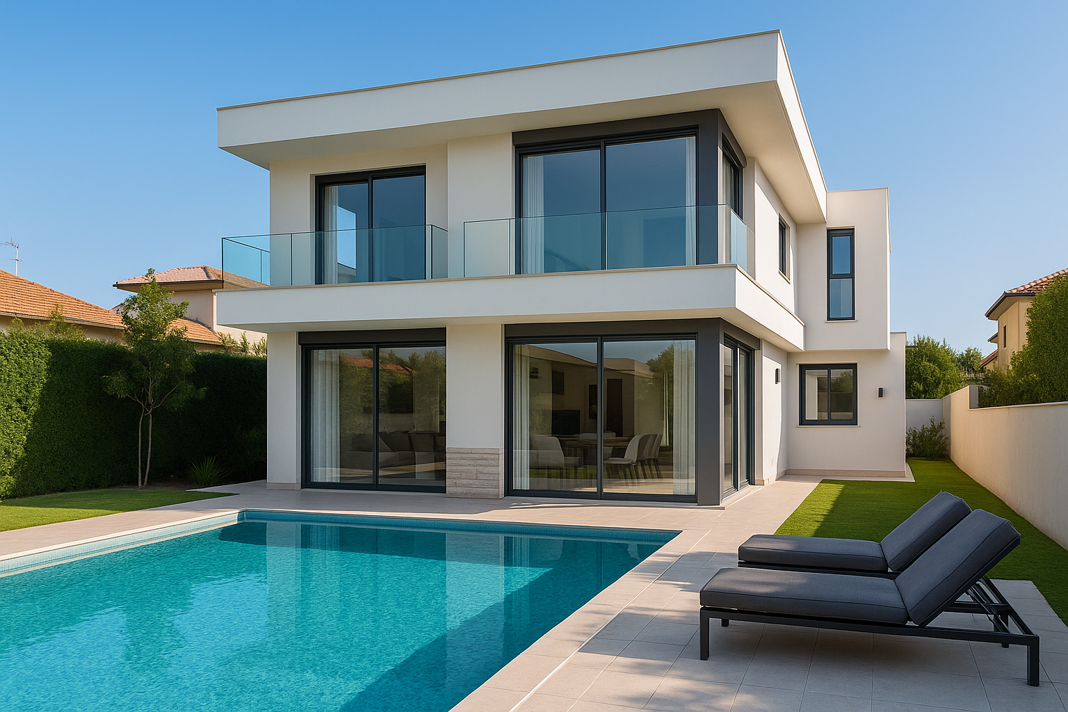 וילה מודרנית בבאר שבע עם בריכה פרטית וגינה ירוקה